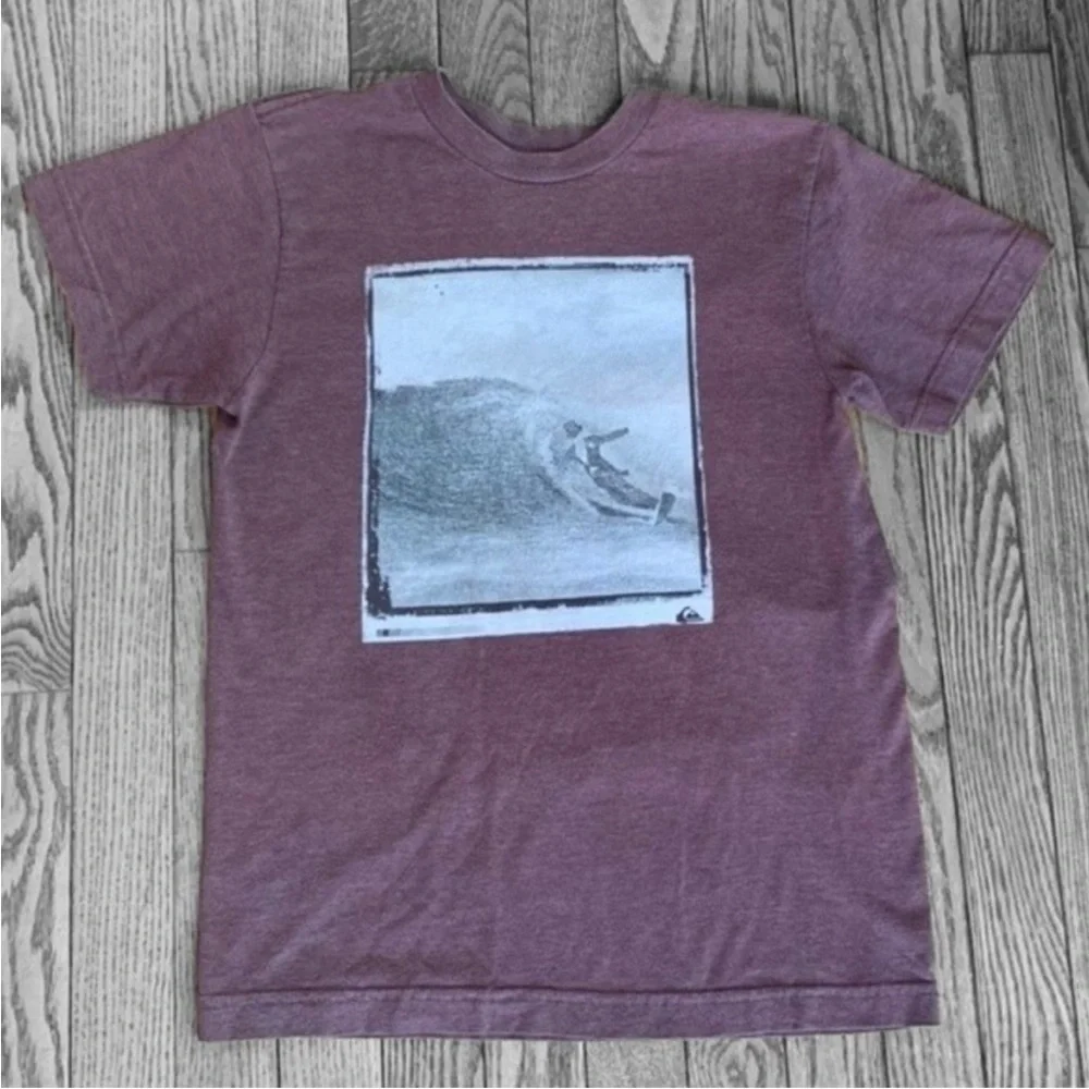 Quiksilver Short Sleeve Shirt Great Wave Photo Japan Tuxedo Surfer